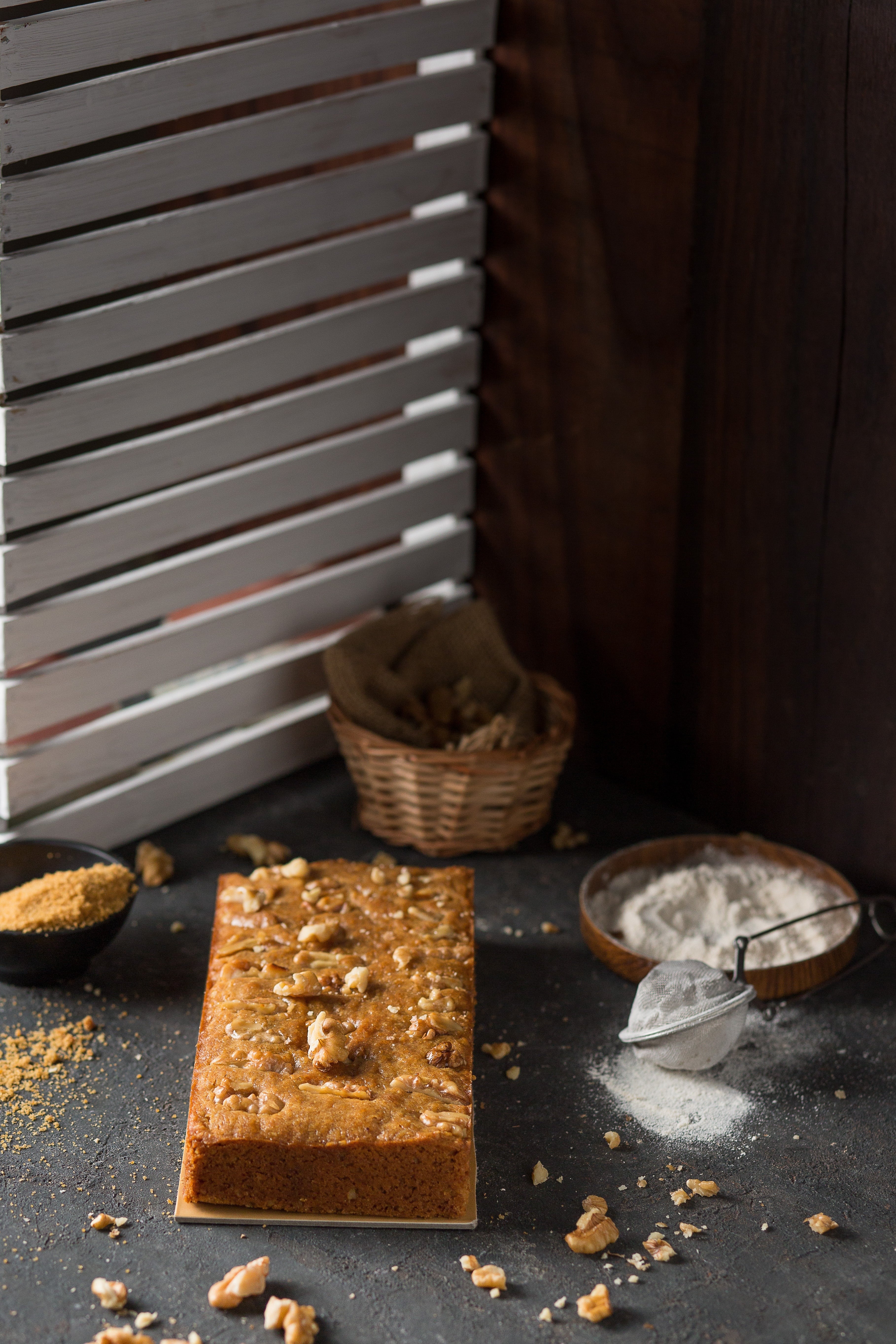 Whole Wheat Jaggery With Walnut Cake